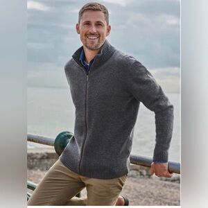 Woolovers Lincoln ZipperDark Gray LambsWool Sweater Cardigan